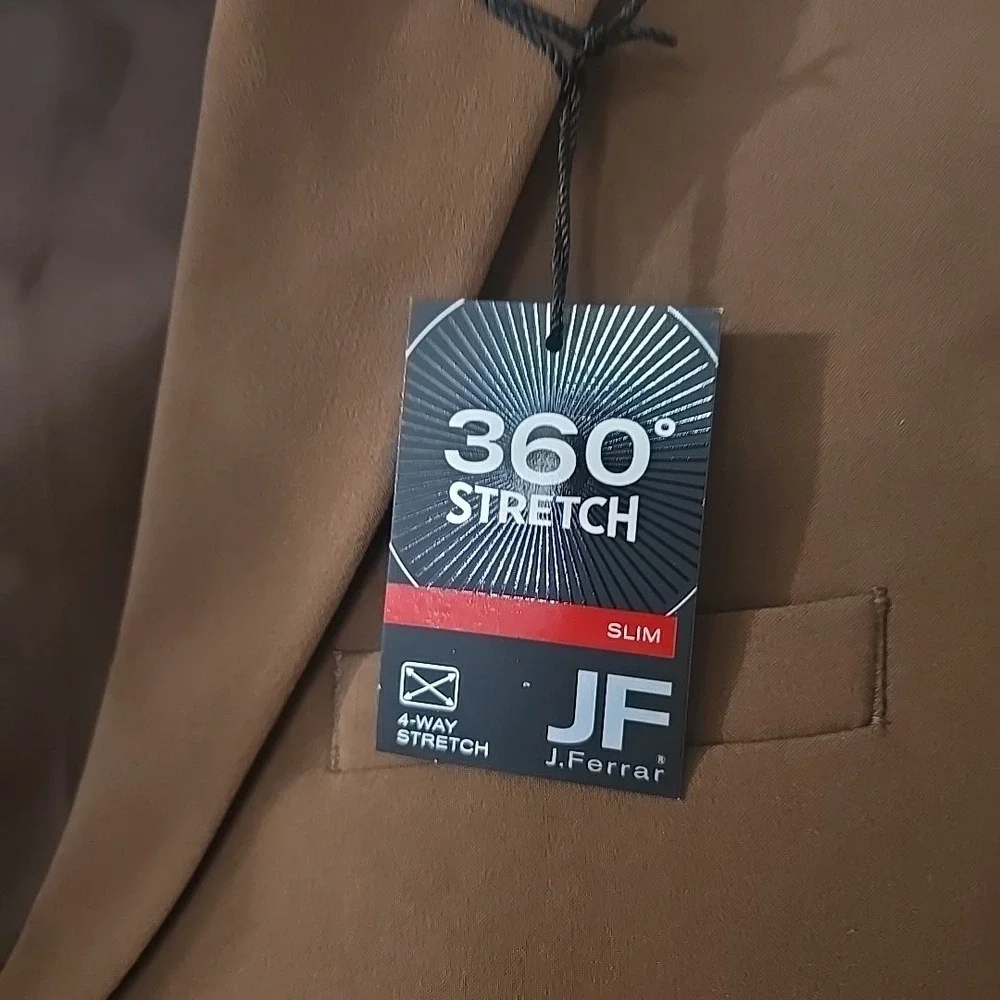 J Ferrar‎ Slim Fit 360 Stretch Knit Sport Coat Blazer Jacket English Toffee 42R
